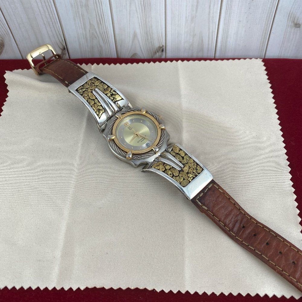 Vintage Givenchy Paris Watch with 23 Karat plus Gold Nugget Bracelet - Picture 11 of 17